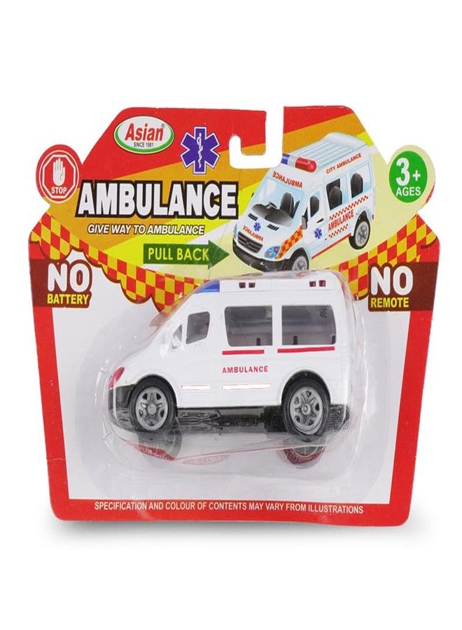 Asian Portable Plastic Pull Back Ambulance Toy for Kids 1 Piece (White) - Image 2